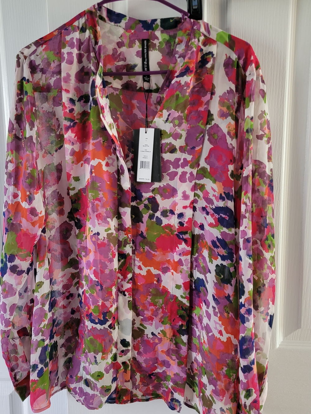 Walter Baker Vibrant Multicolor Floral Sheer Blouse